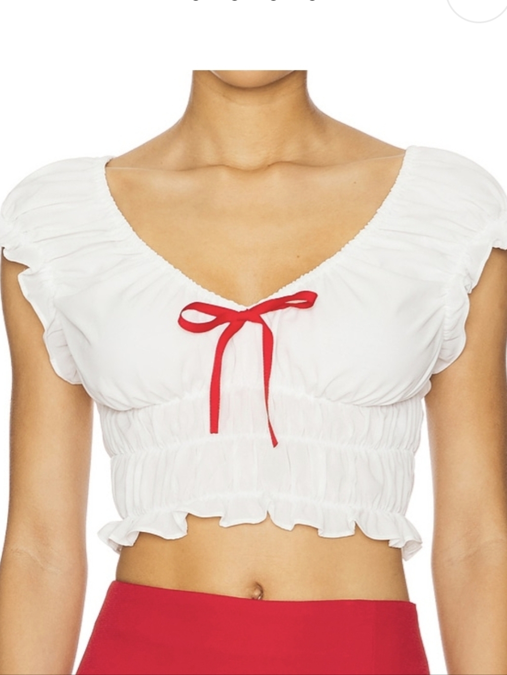 White Ruched Coquette Top